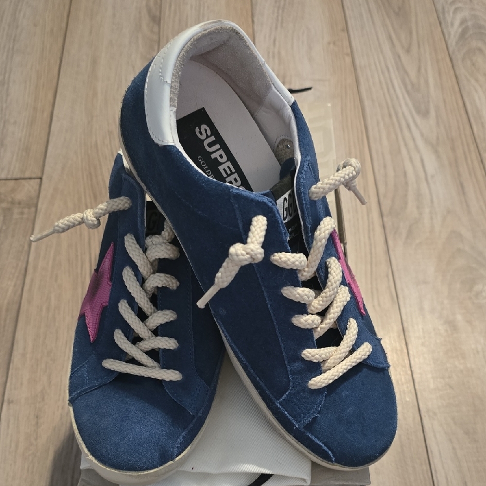 Golden Goose Blue and Pink Sneakers